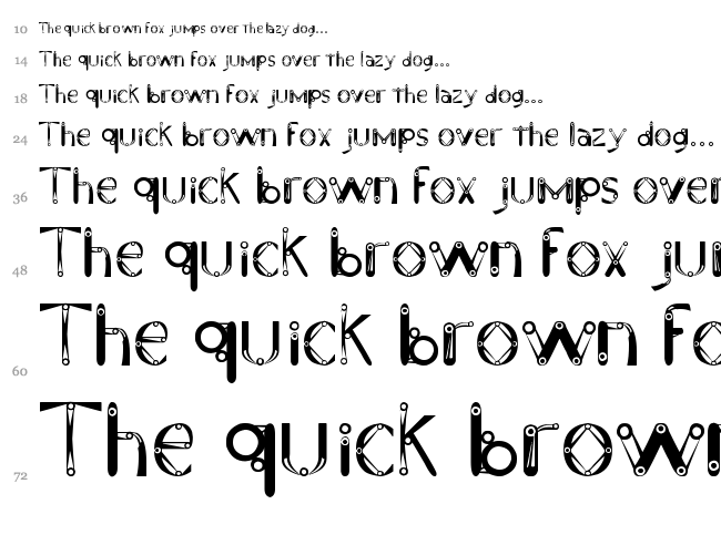 Mechanical font waterfall