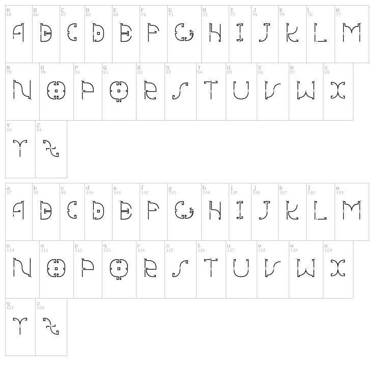 Mesomorph font map
