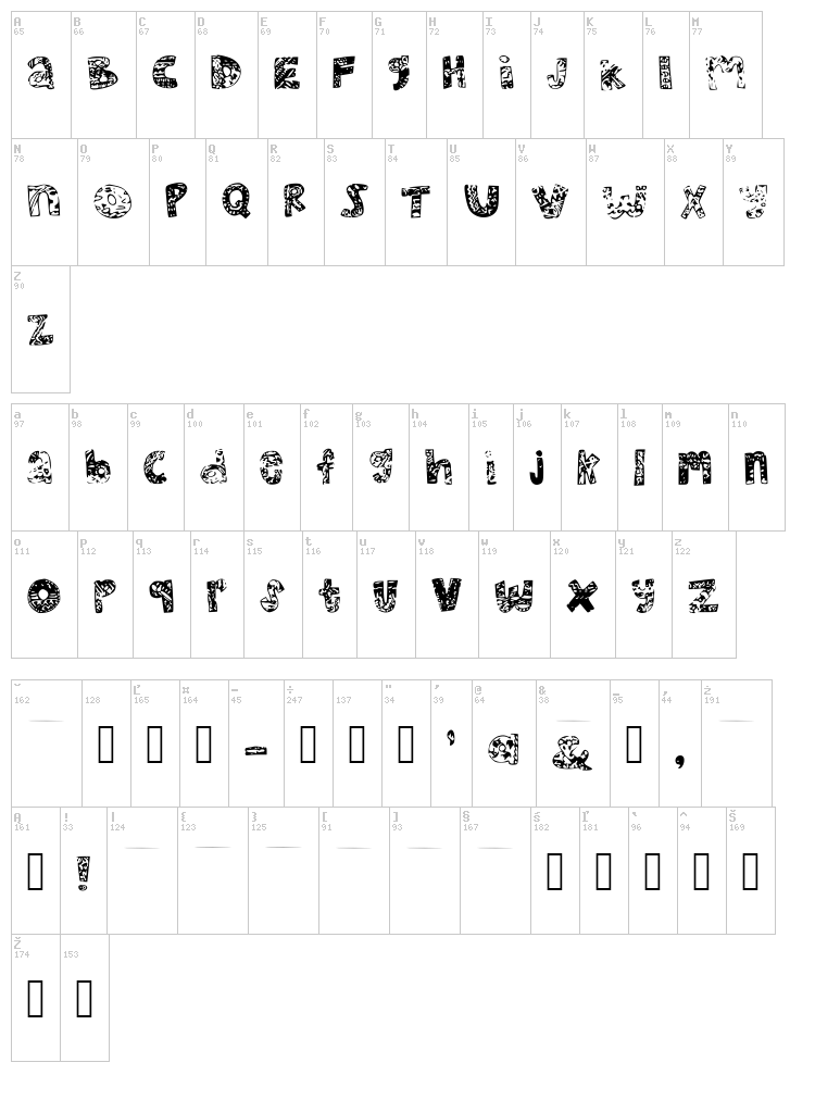 MHV Sunkissed Dolphin font map