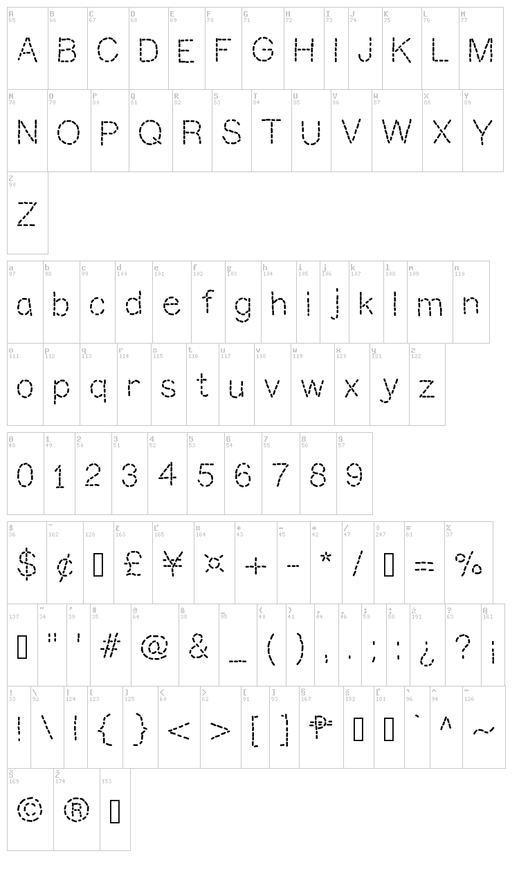 Mix Stitch font map