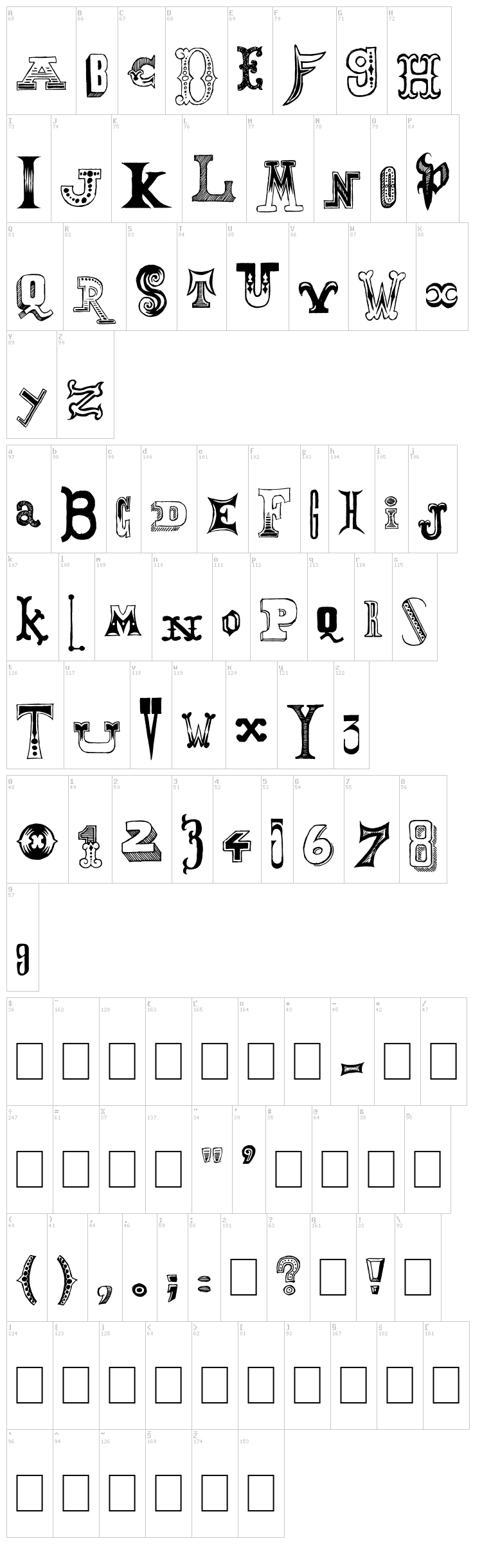 MoneyGoRound font map