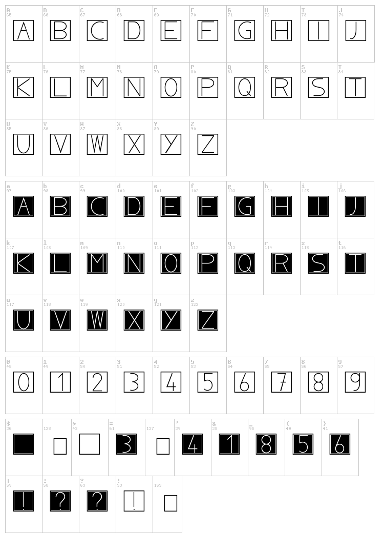 NoblaCS font map