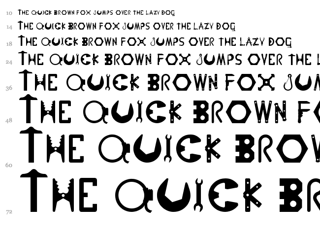 Nuts N Bolts font waterfall