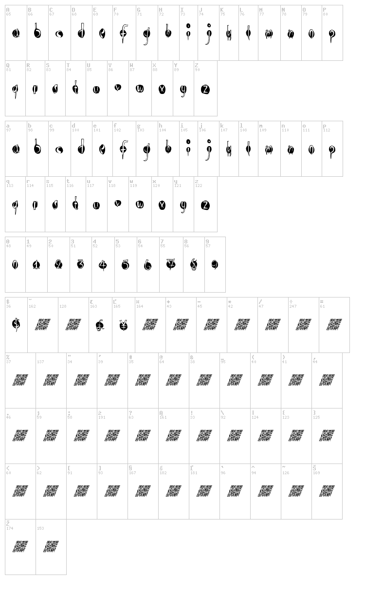 Open Lounge font map
