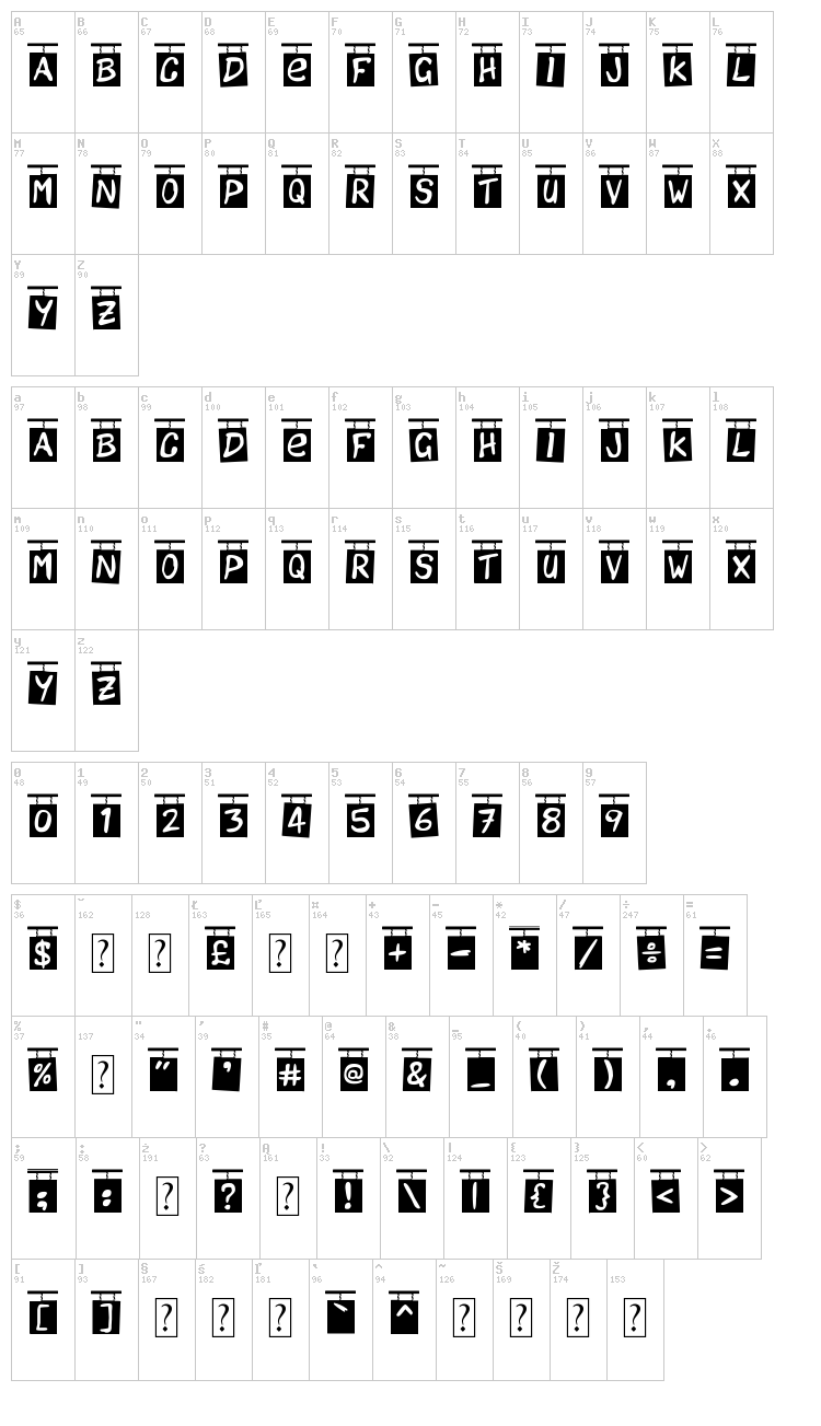 Order Up font map