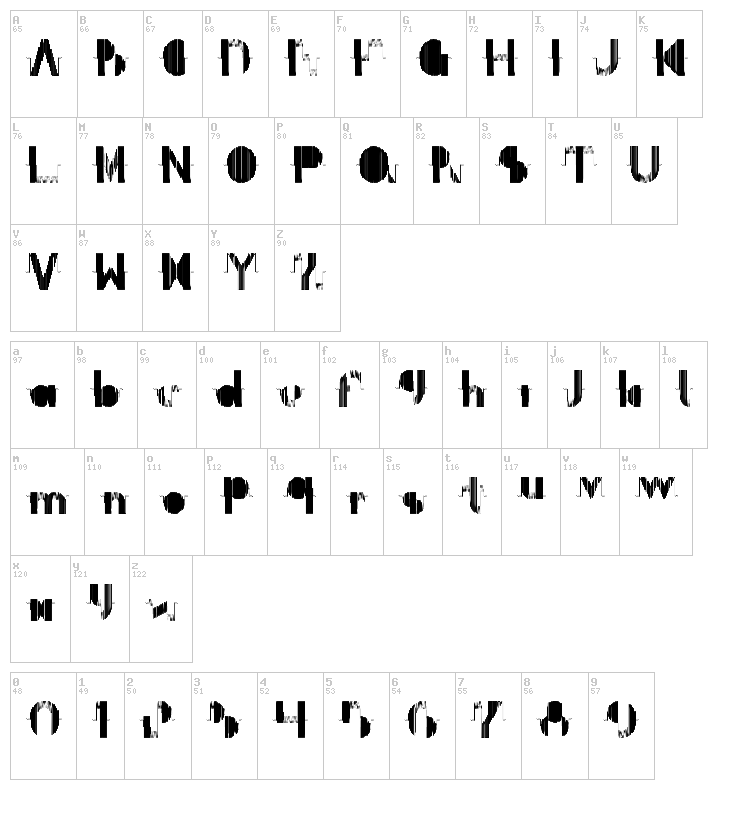 Oscilloscope font map