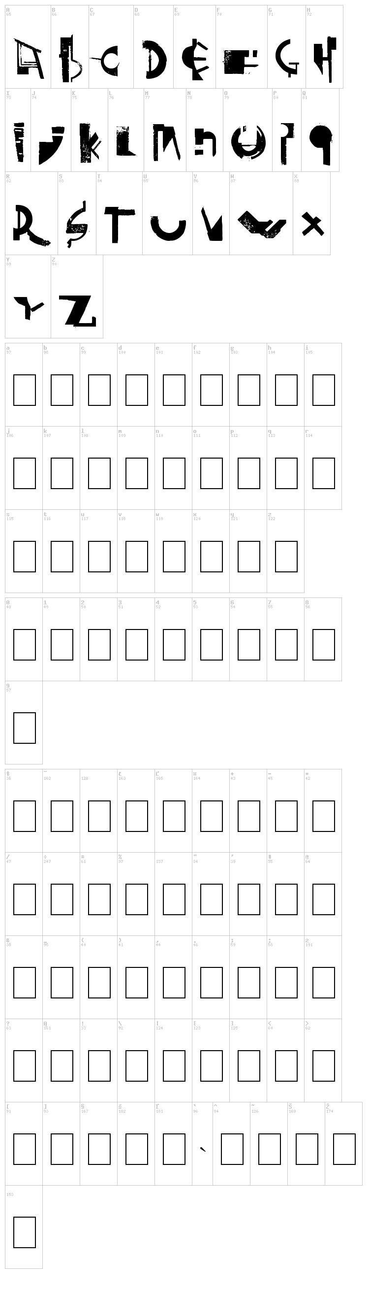 Painter font map