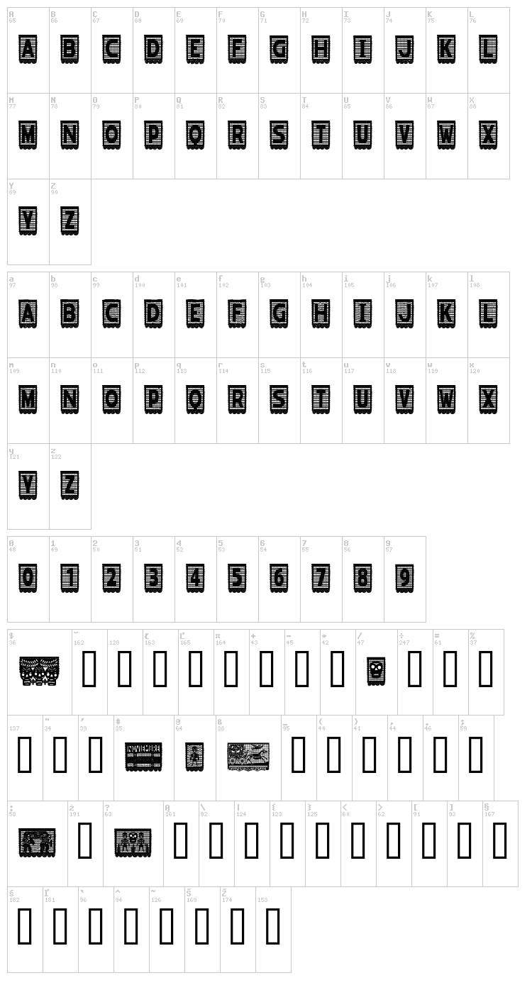 Papel Picado font map