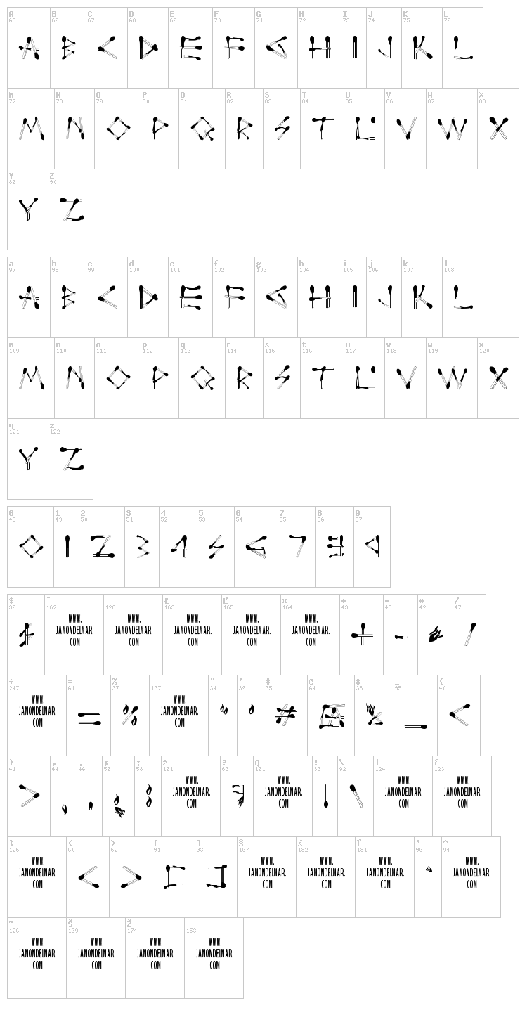 Perfect Match font map