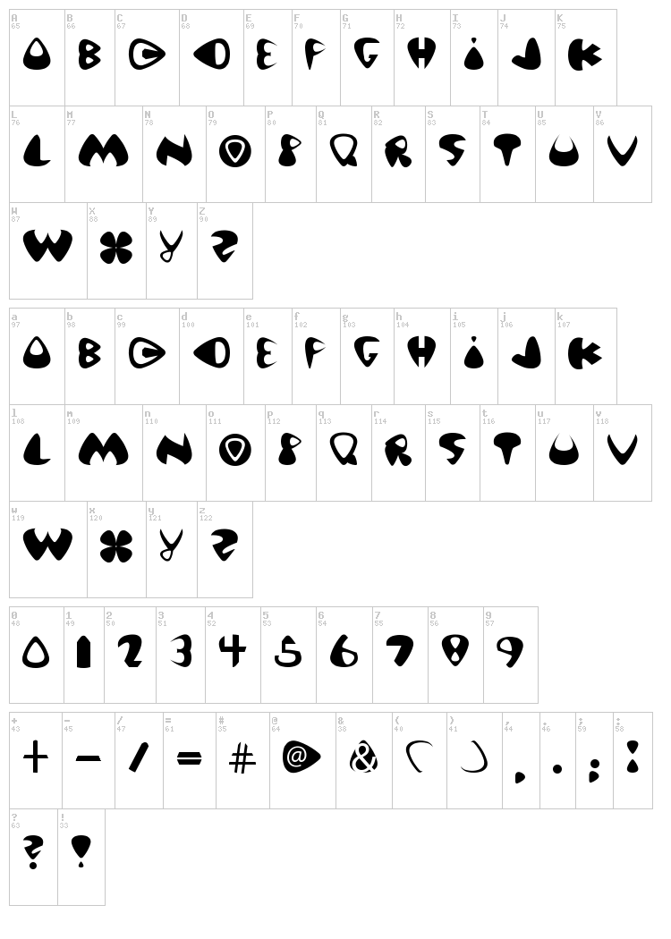 Pick of Destiny font map