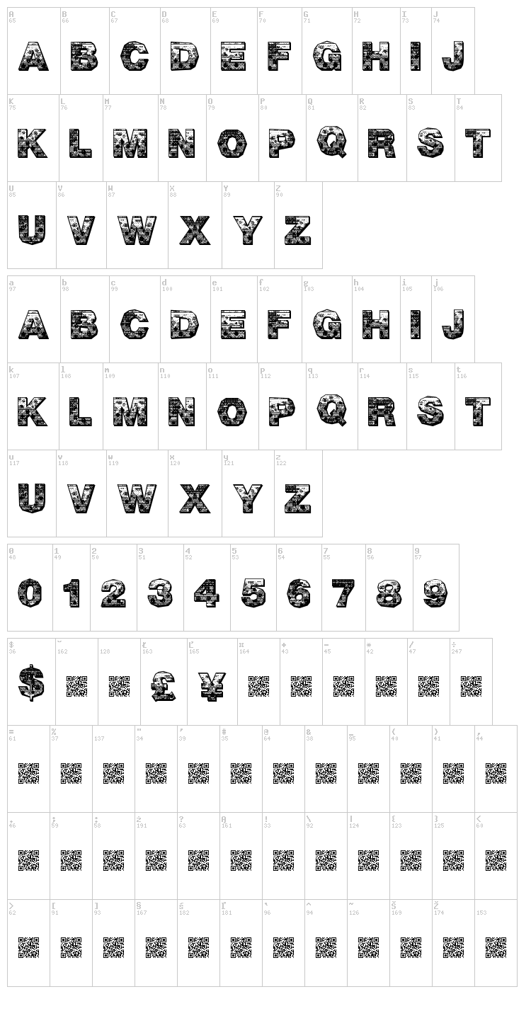 Pixel Hour font map