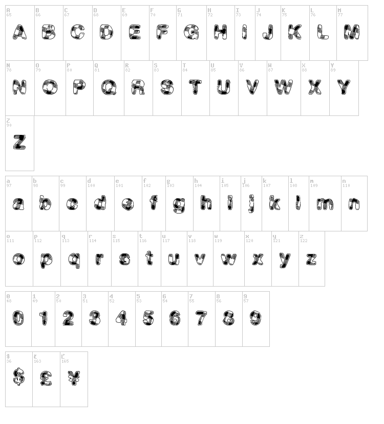 Plaid Event font map