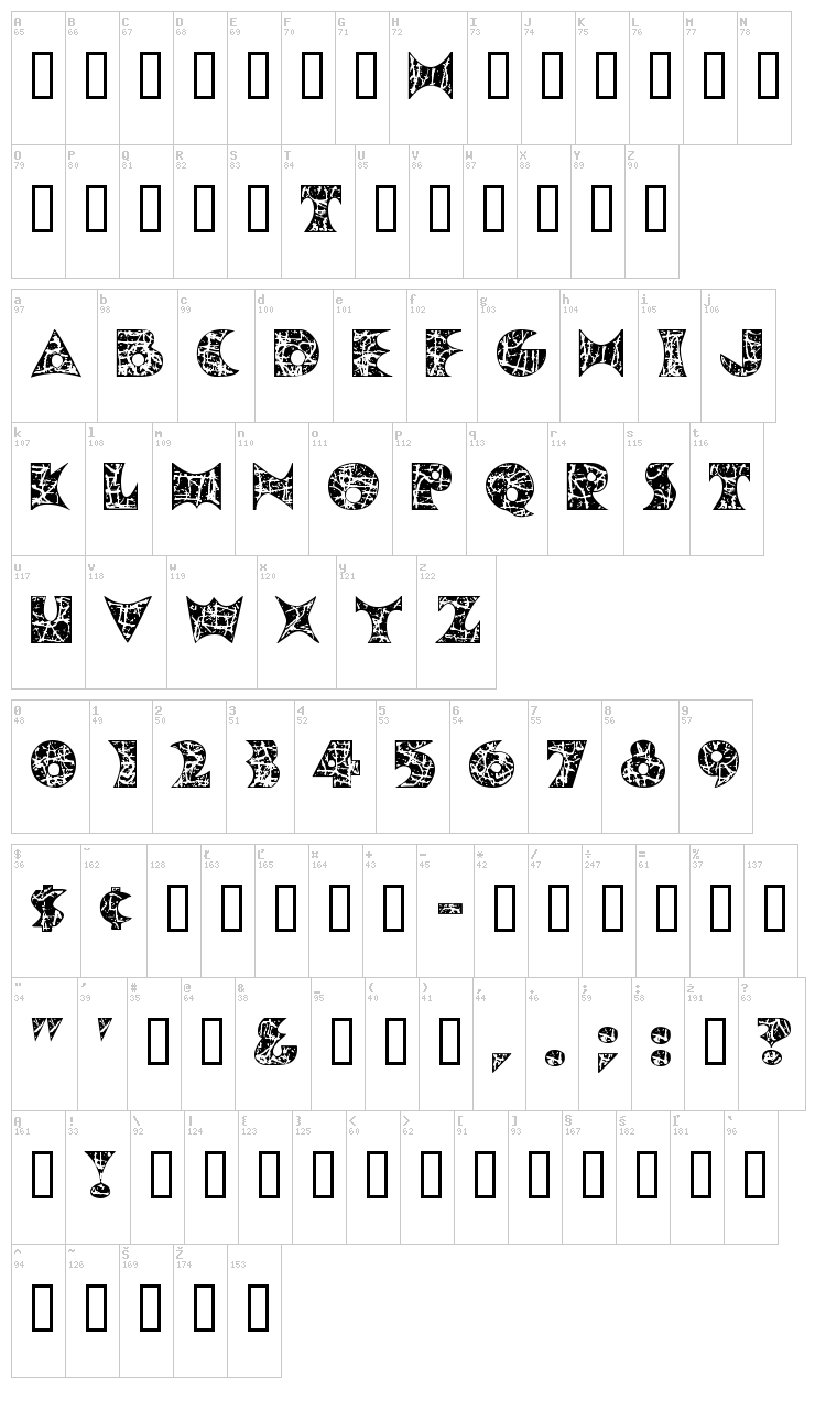 Pollock MF font map