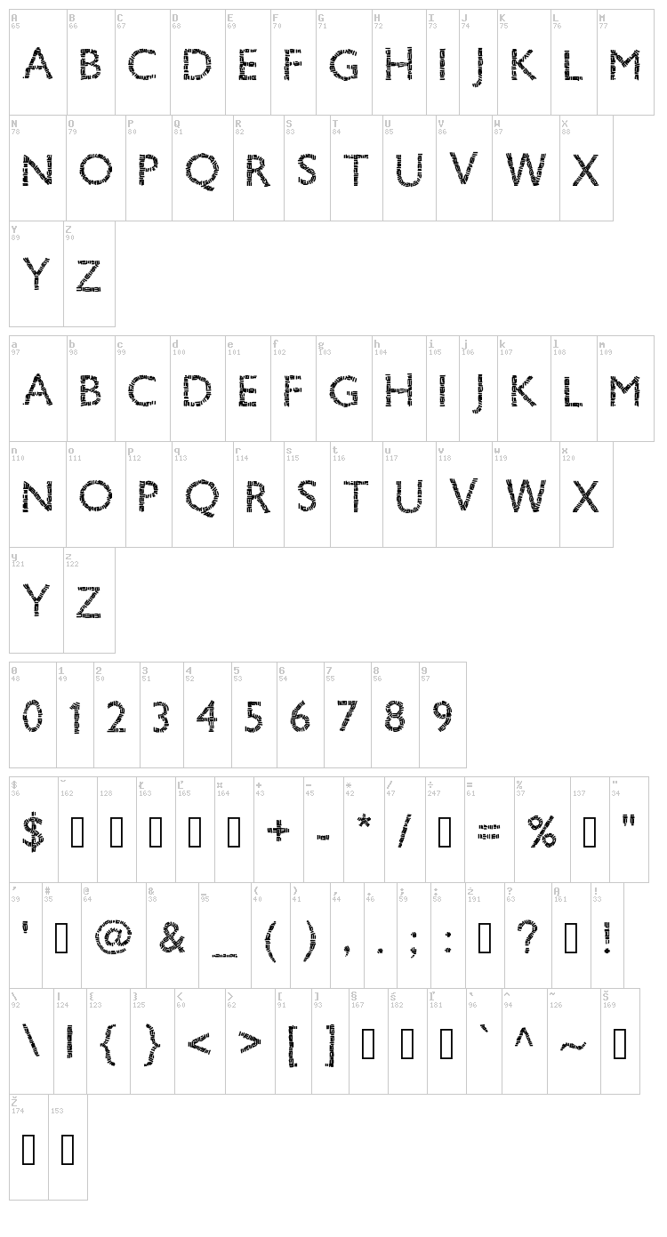 PW Savane font map