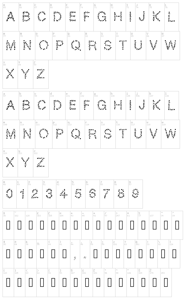 PW Tribe font map