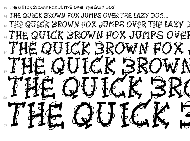 PW Twirly font waterfall