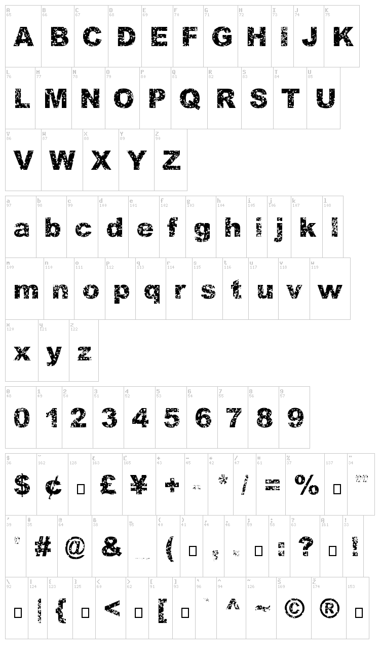 Quasart font map