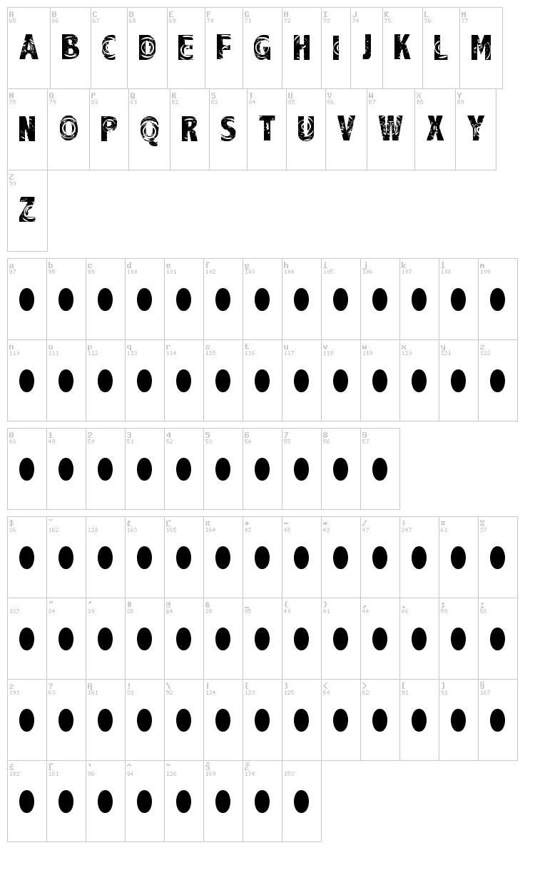 Raindrop Splash font map