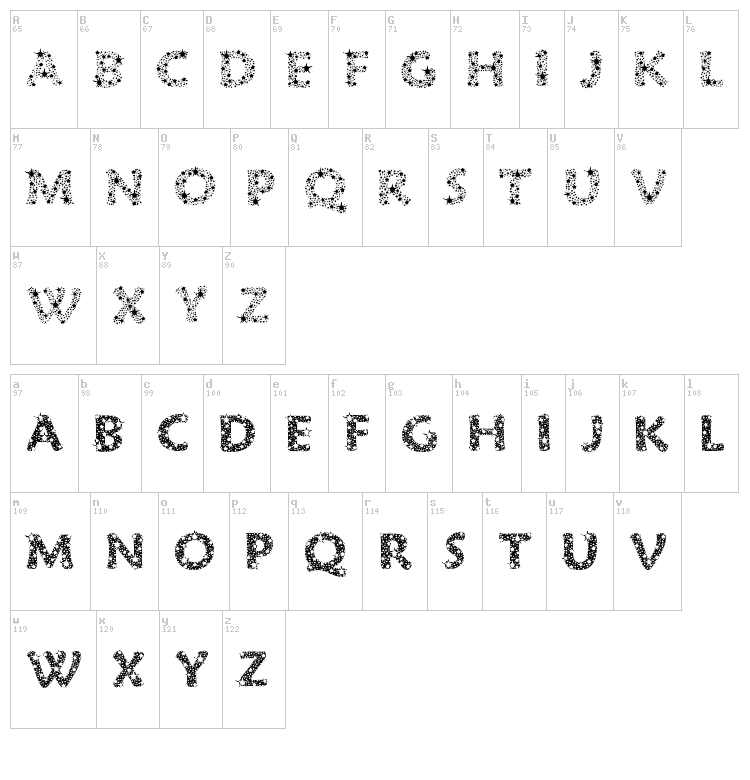 Razzle Dazzle font map