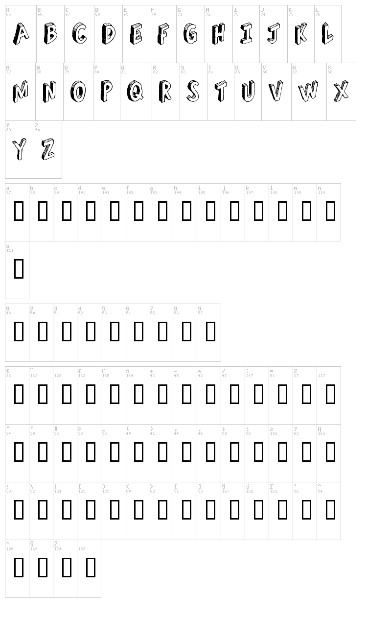 Refuse Trip font map