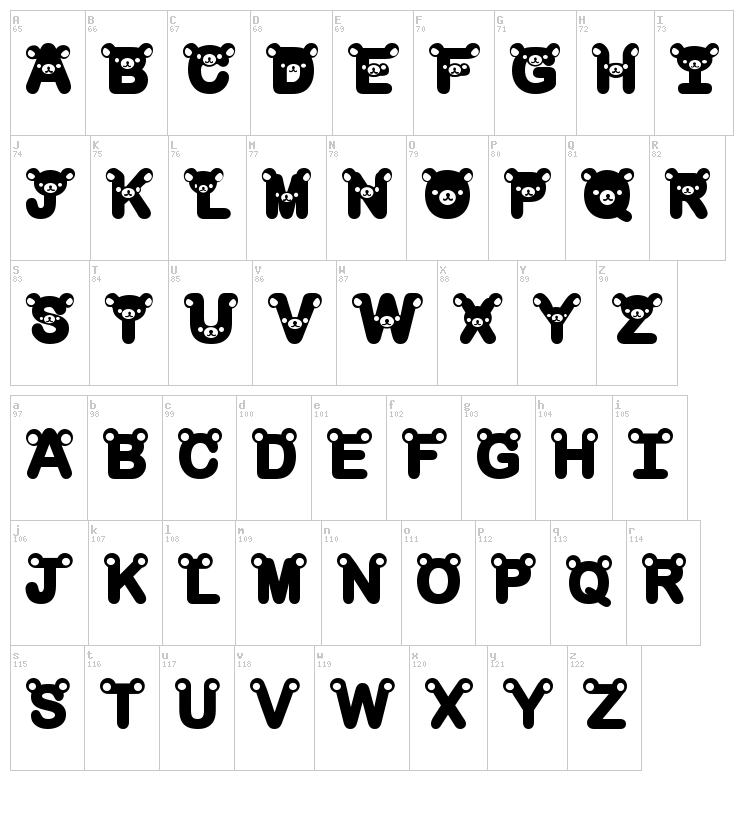 Rilakkuma font map