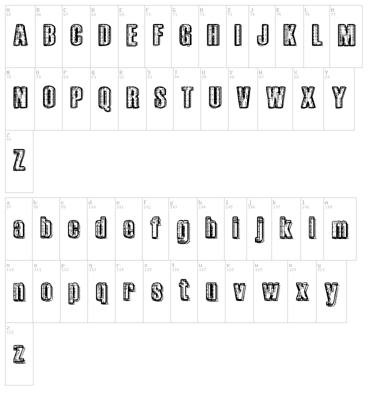 RvD Printplate font map