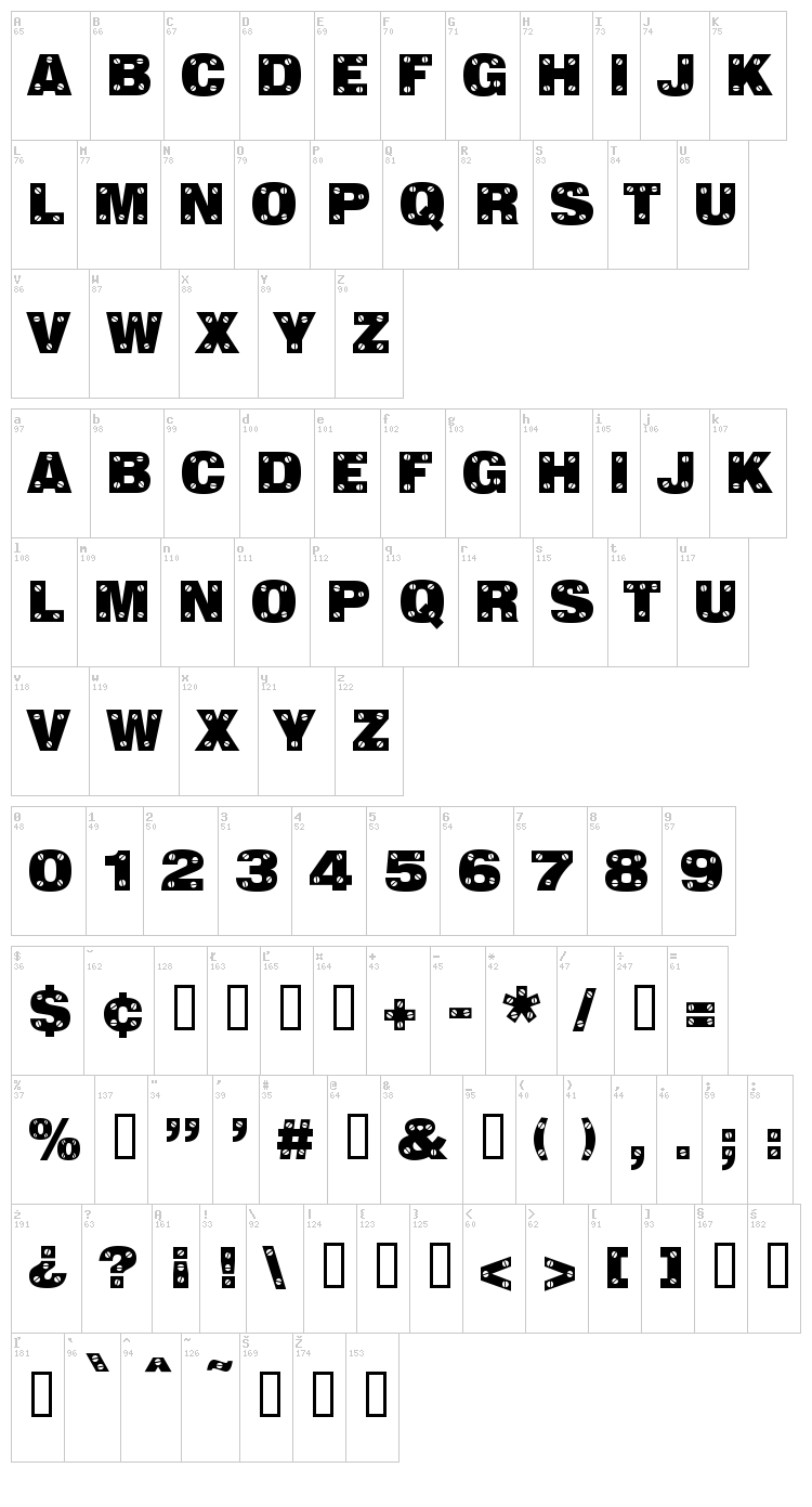 Sans Plate Caps font map