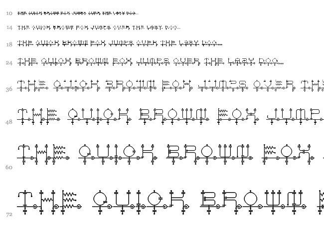 Schematic font waterfall