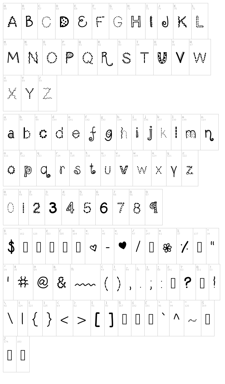 Scrap It Up font map