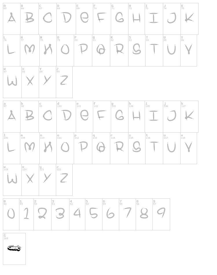 Shoelace Font font map