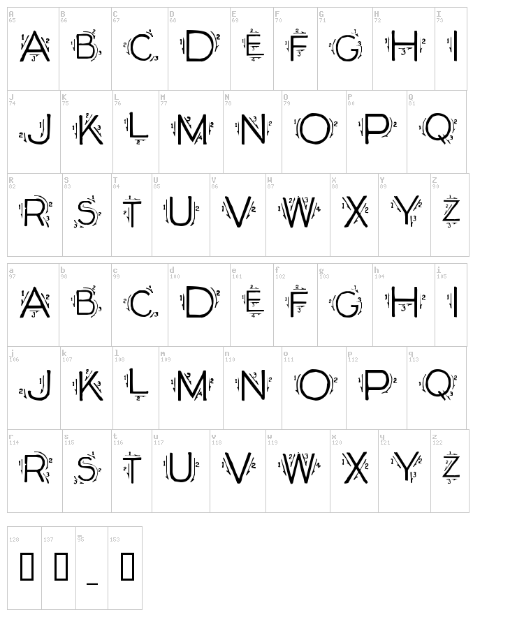 Single Stroke font map