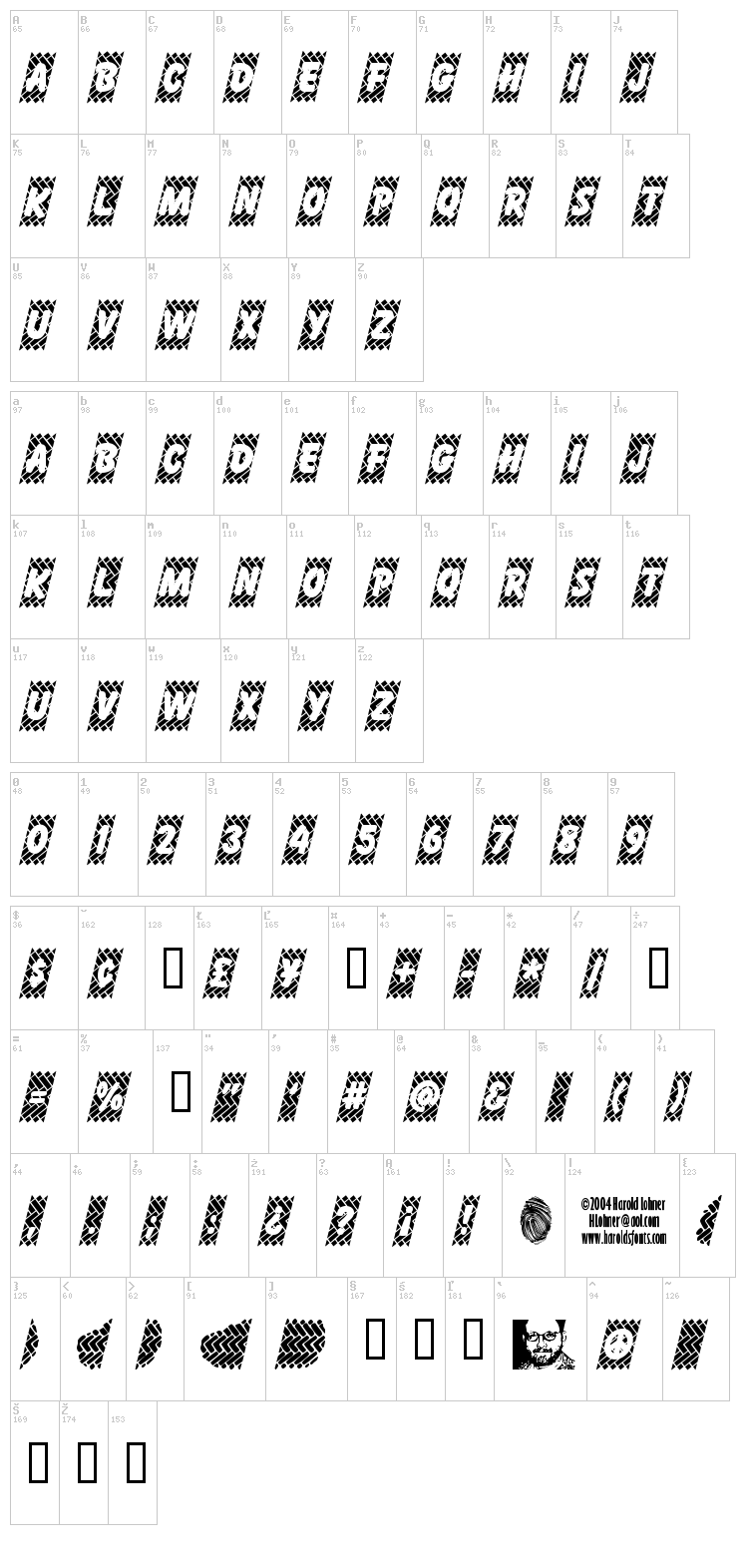 Skidz font map