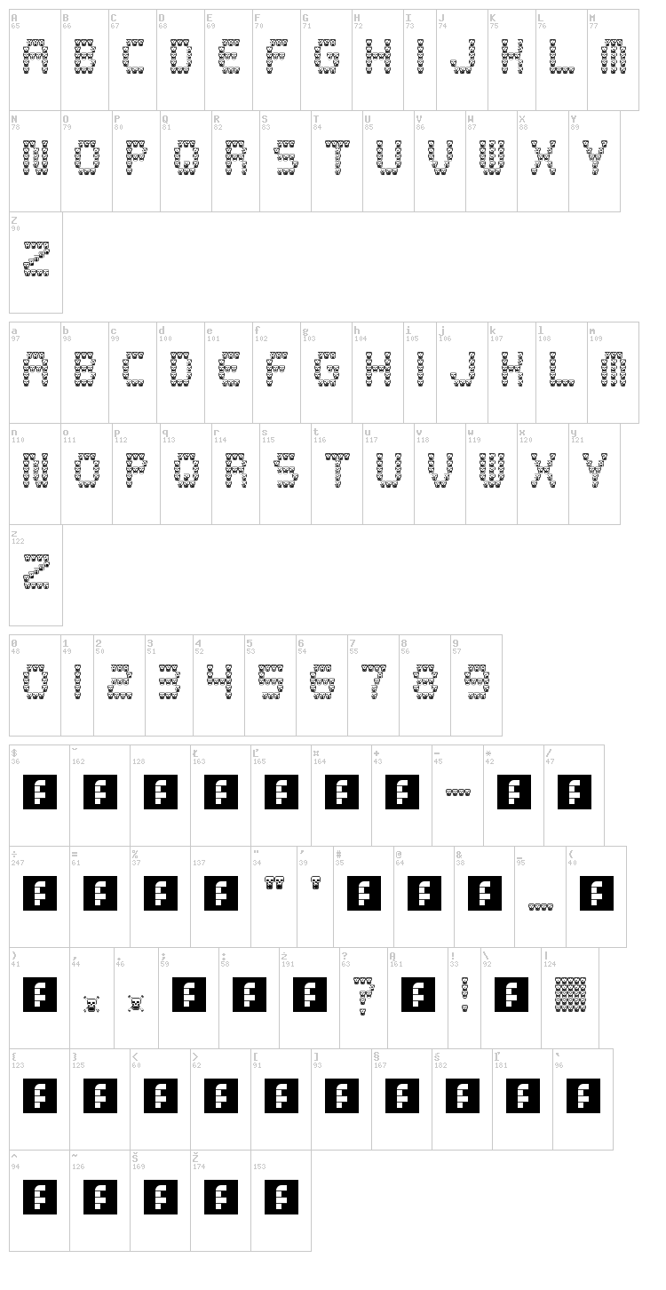 Skully font map