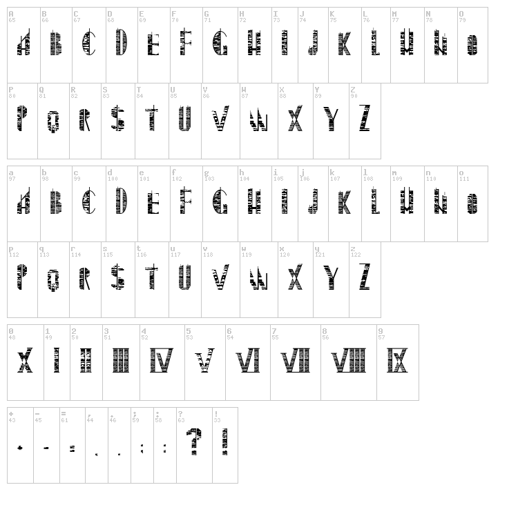 Skyscraper font map
