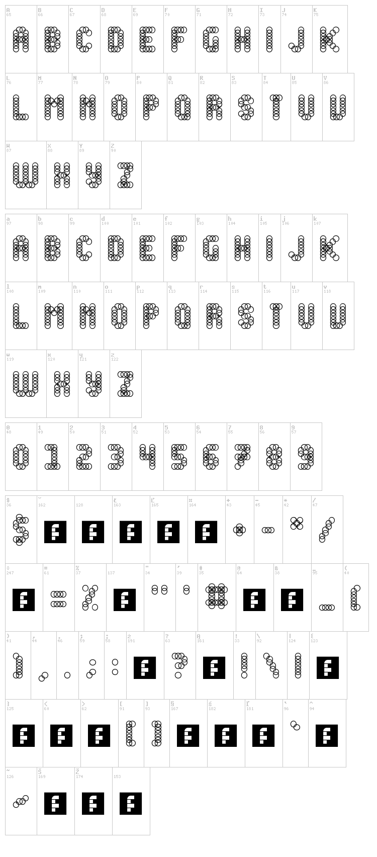 Slink font map