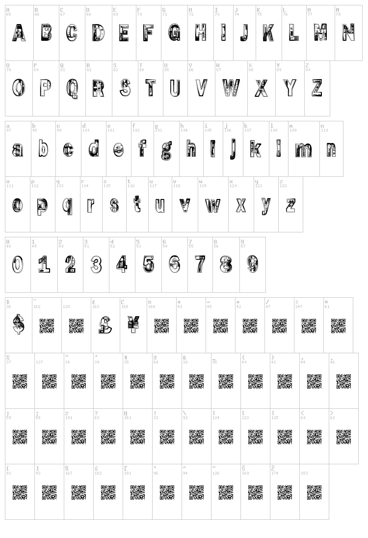 Slot Machine font map