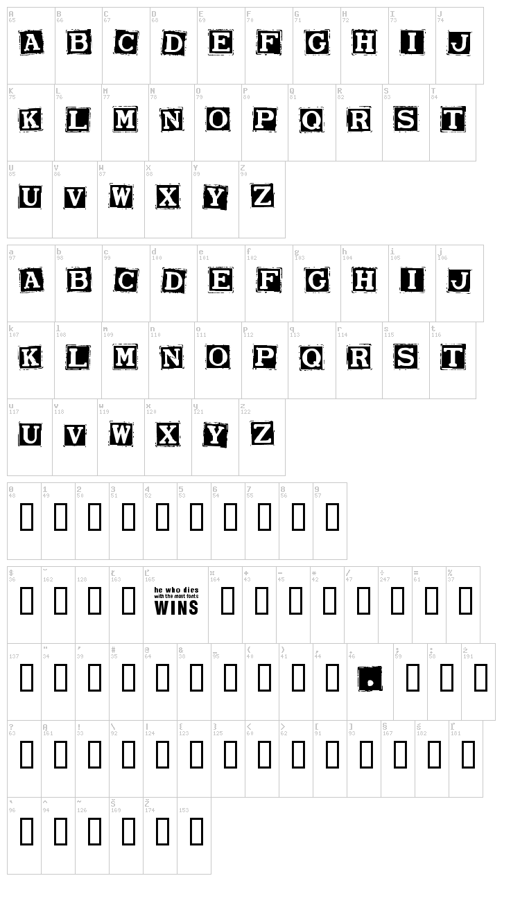 Smargana font map