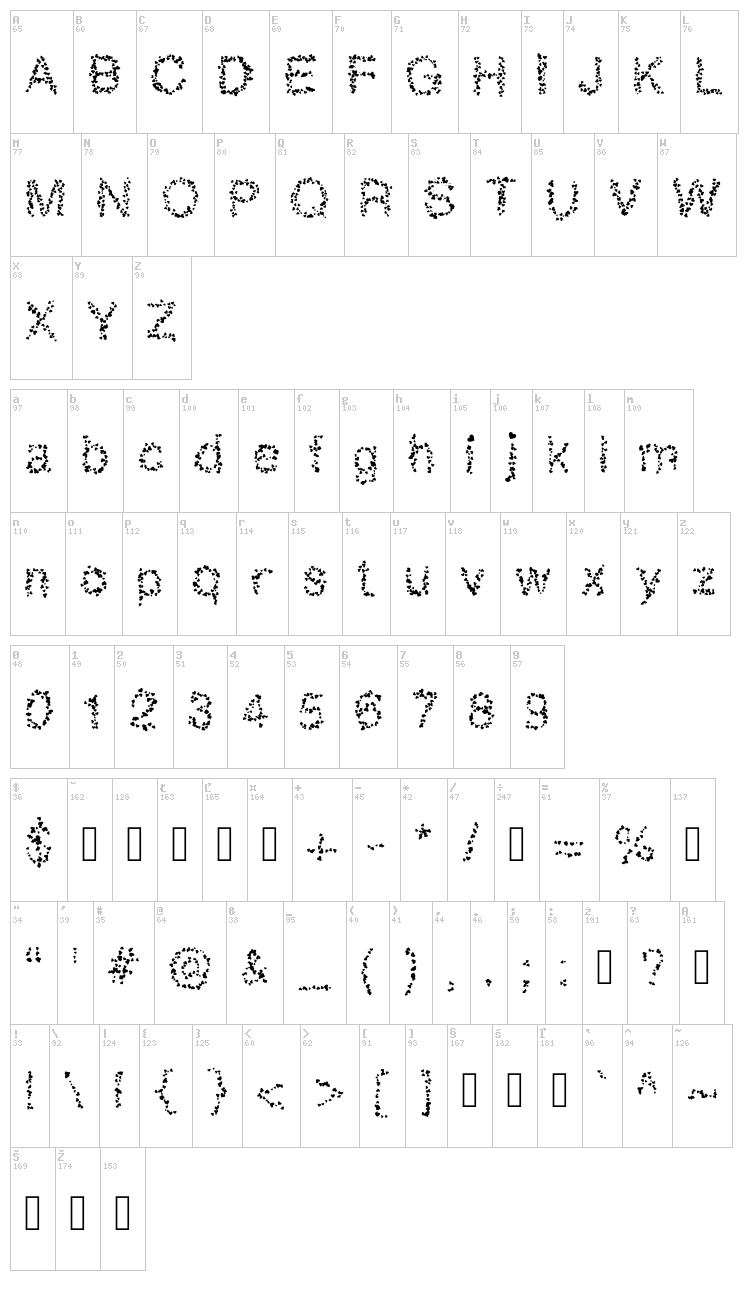 Sophia Hearts font map