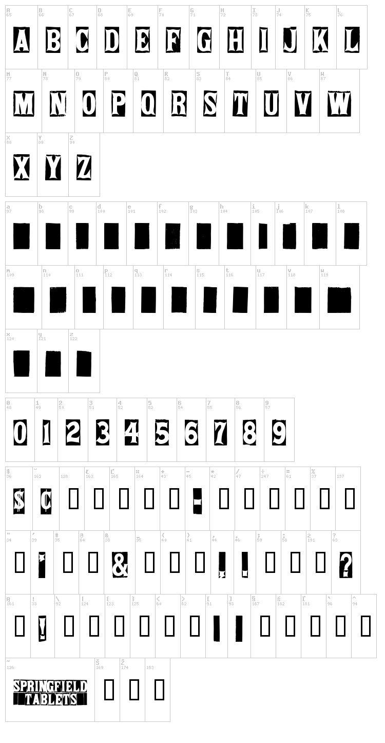 Springfield Tablets font map