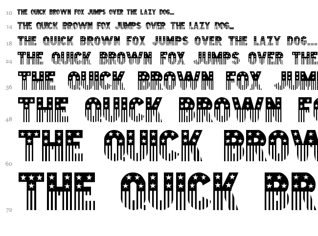 Stars & Stripes font waterfall