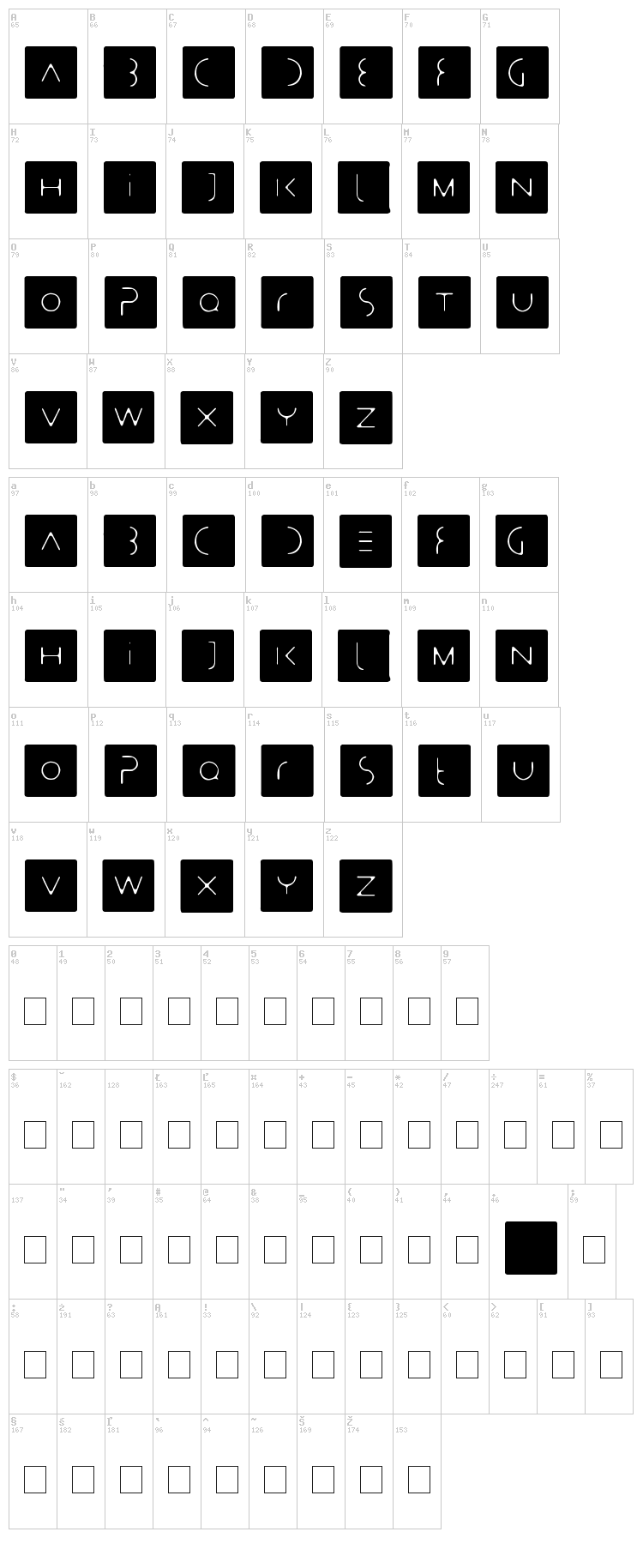 Stealthy Bastards font map