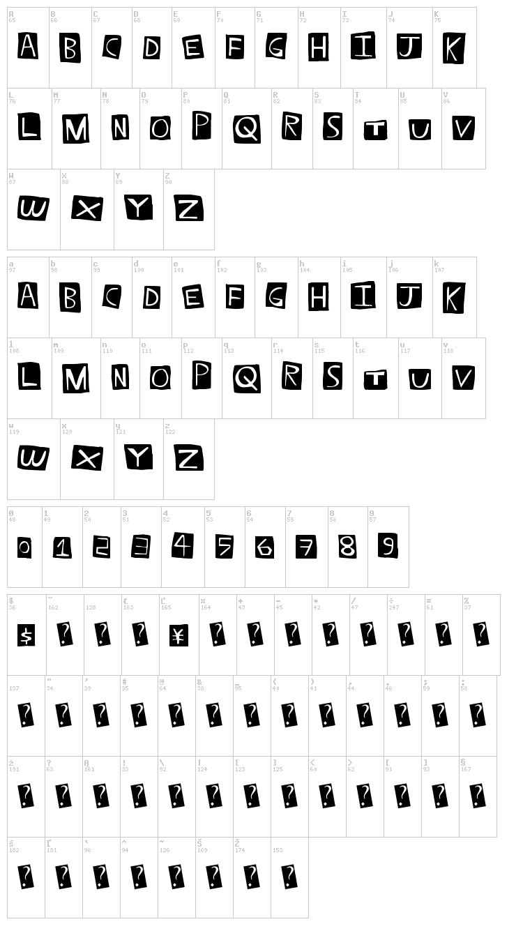 Straight Baller font map