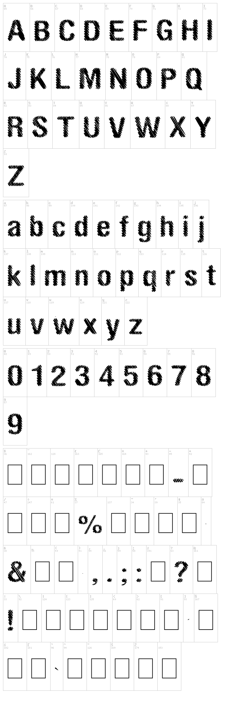 Stripes font map