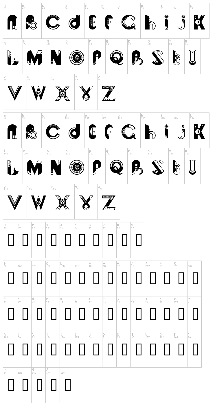 Sundays are Boring font map