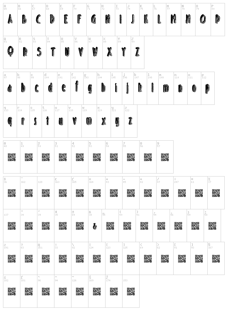 Sunset Break font map