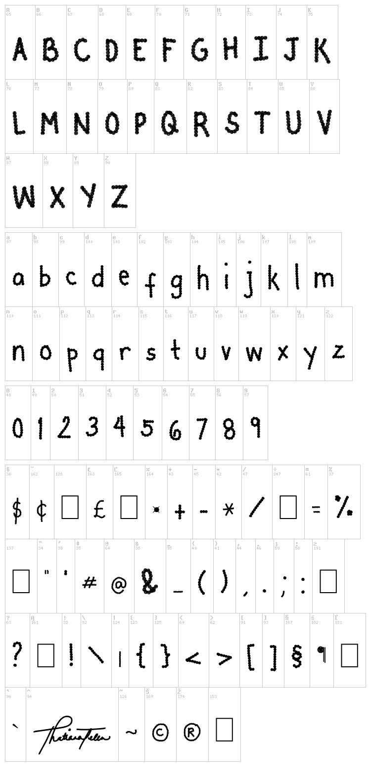 Tatsea font map