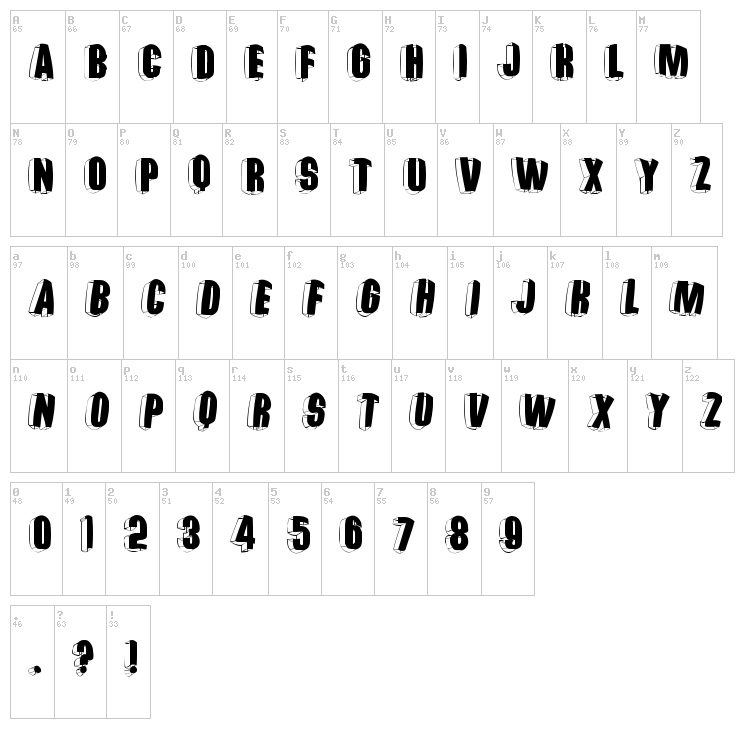 Threedimensional font map