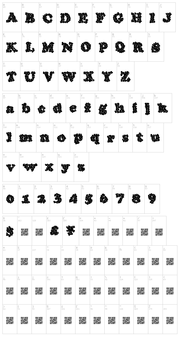 Thunder Head font map