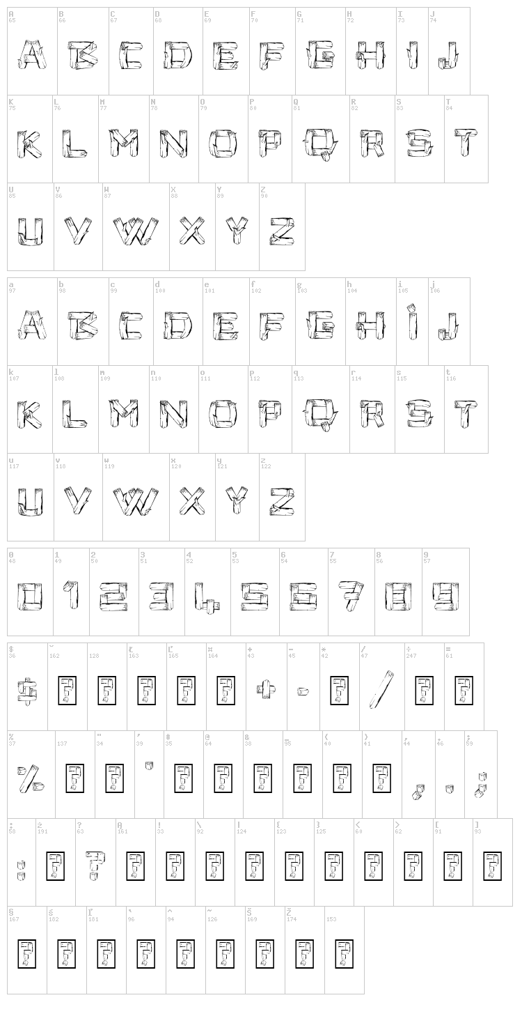 Timbers font map