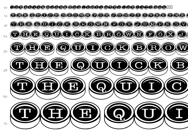 Typewriter Keys font waterfall
